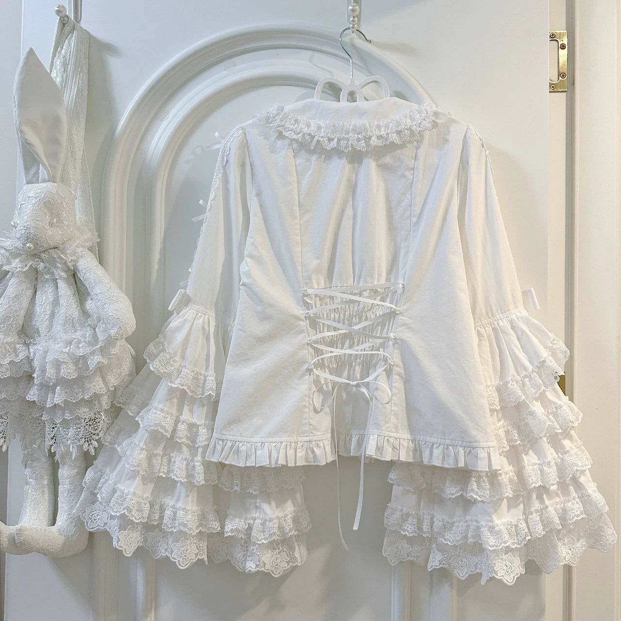 Spring Sakura - Cotton Princess-Sleeve Lolita Blouse - detail view 4