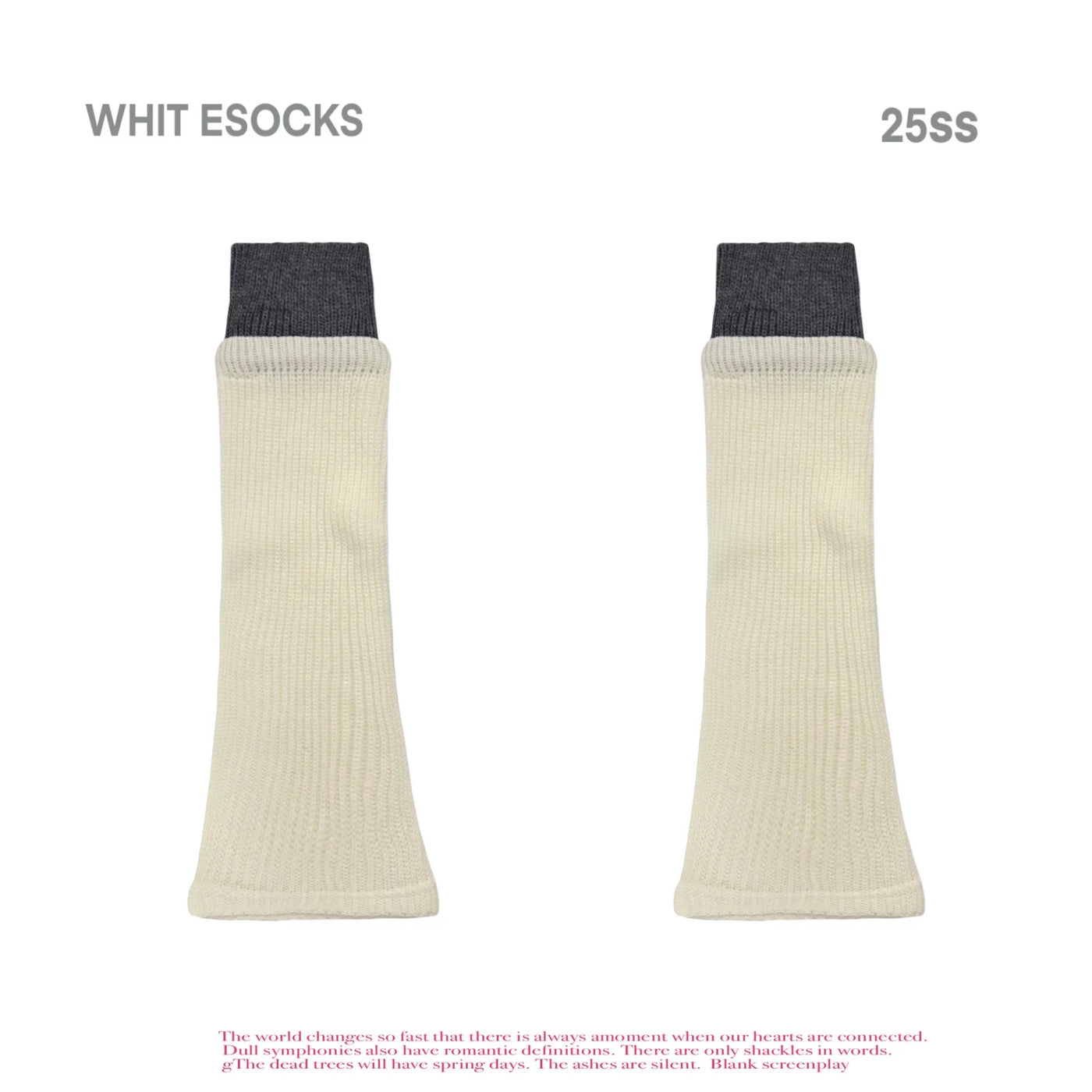 White Socks - Maillard Color Block - Ribbed Mid-Calf Leg Warmers