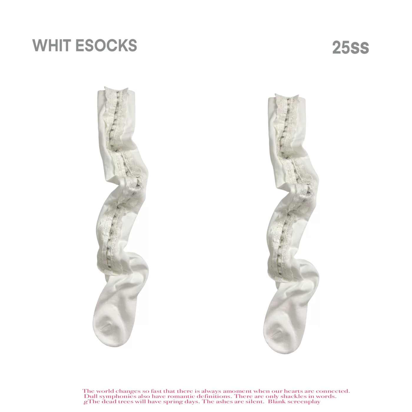 White Socks - Prep Lace - Over-the-Knee Socks with Front Lace and Button Detail