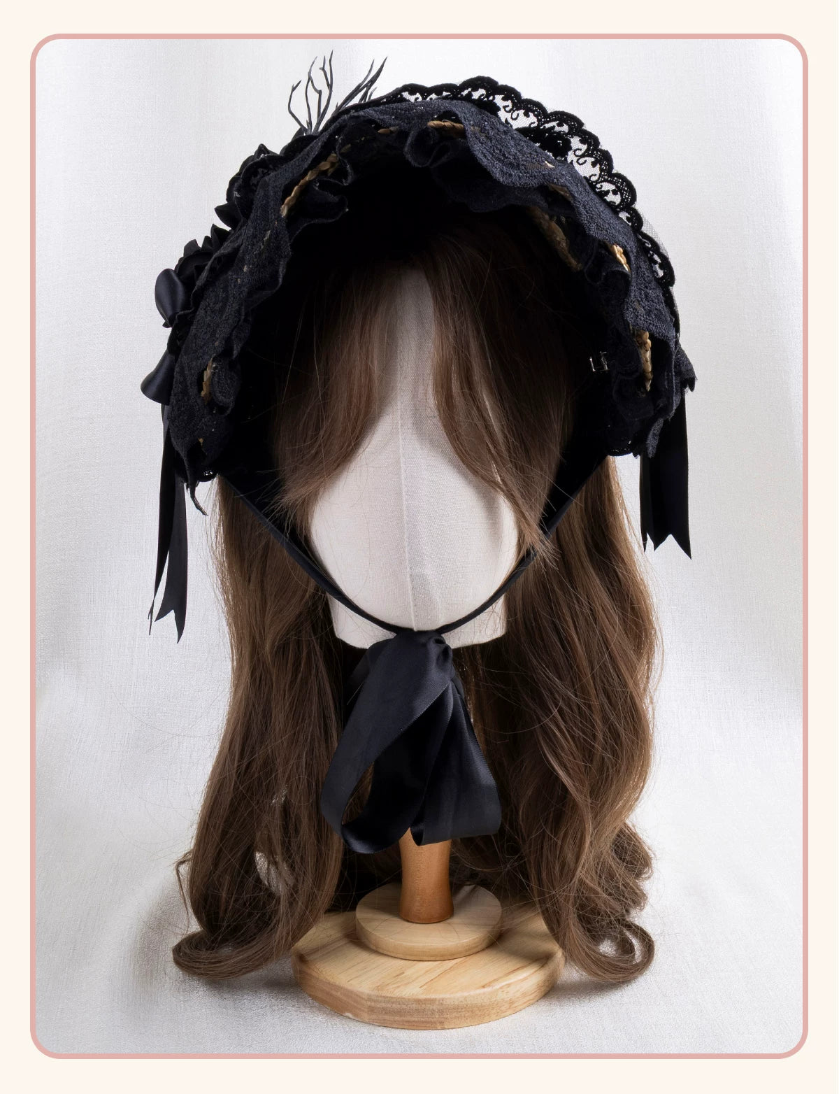 Stardust Rose - Garden Lace Bow - Flat Straw Hat with Lace Trim and Large Bow
