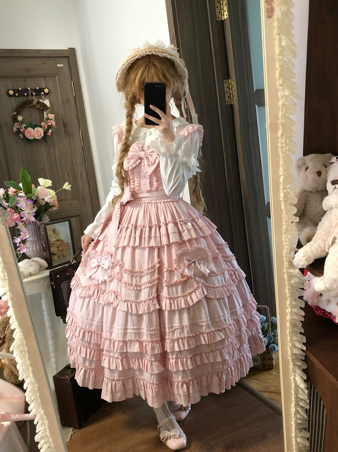 Sugar Girl - Loveheart - Solid Classic Lolita JSK Dress, Tiered Hem