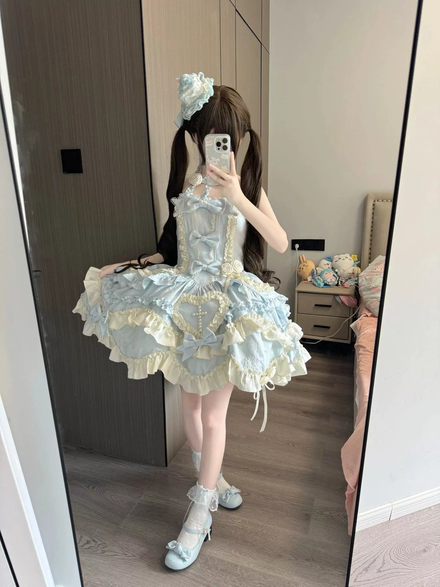 Creamy - Blue Gothic Princess - Halter-neck JSK with a train