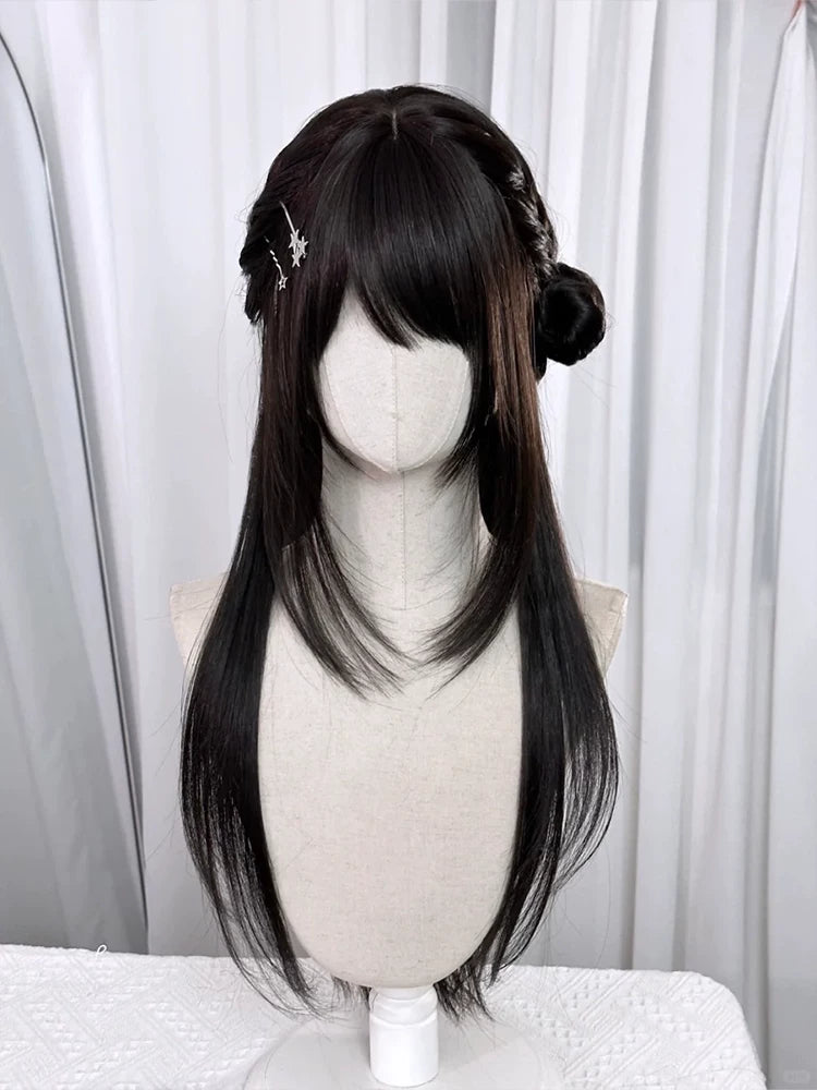Kunkun Fish natural black straight Lolita wig - view 3
