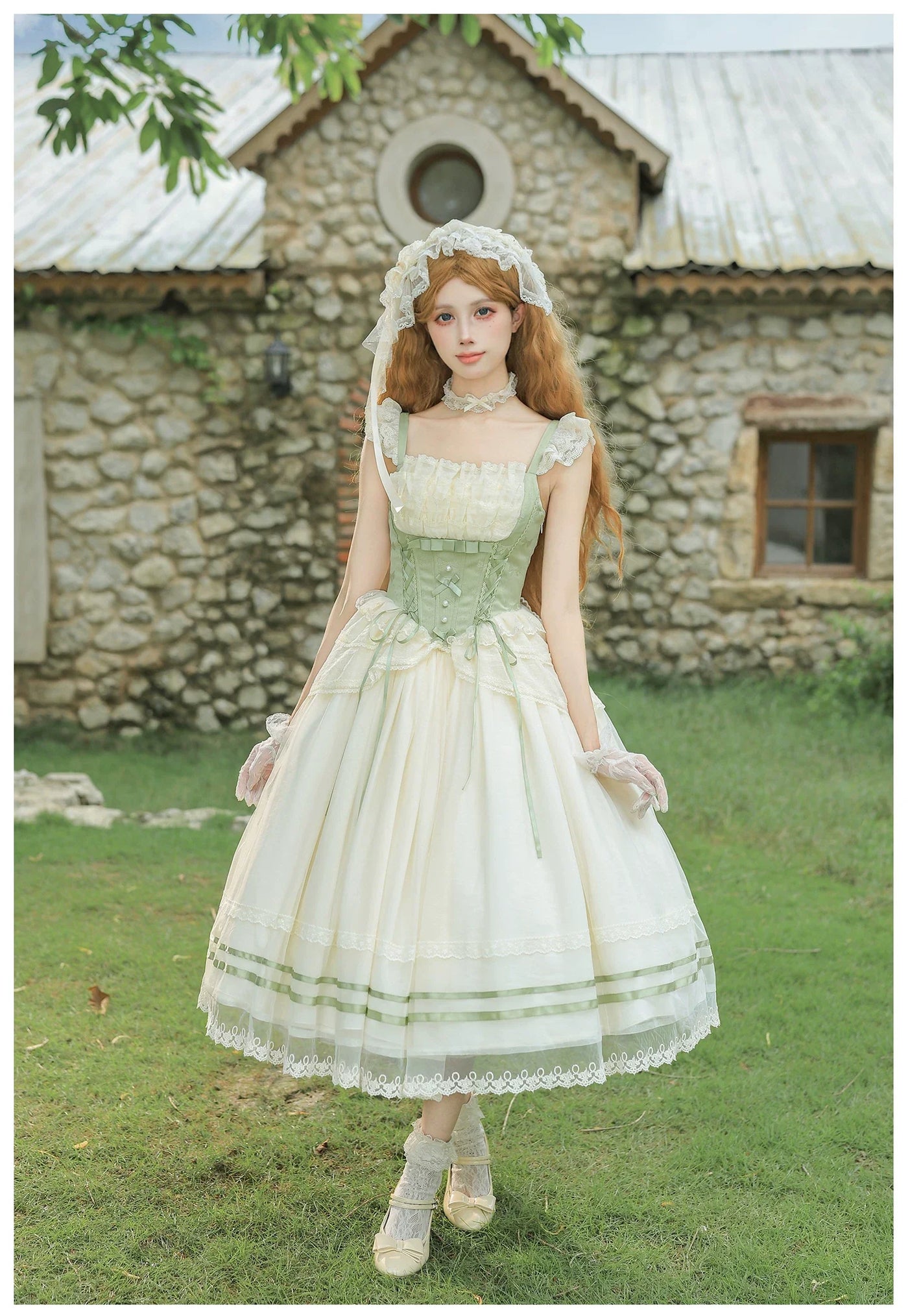 With PUJI - Unfailing - Classic Lolita Bow Jacquard Corset JSK Dress