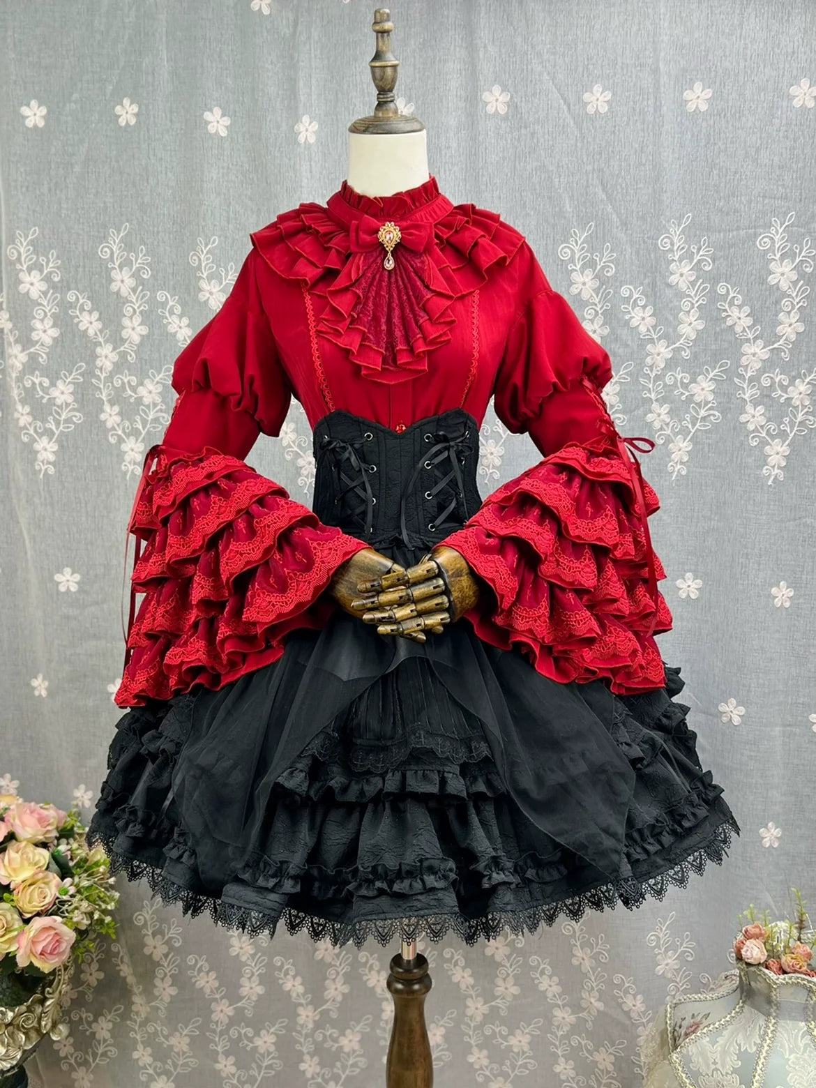 DMFS Lolita - Good and Evil Angel - Gothic Lolita SK Set, Retro Princess Sleeve Blouse