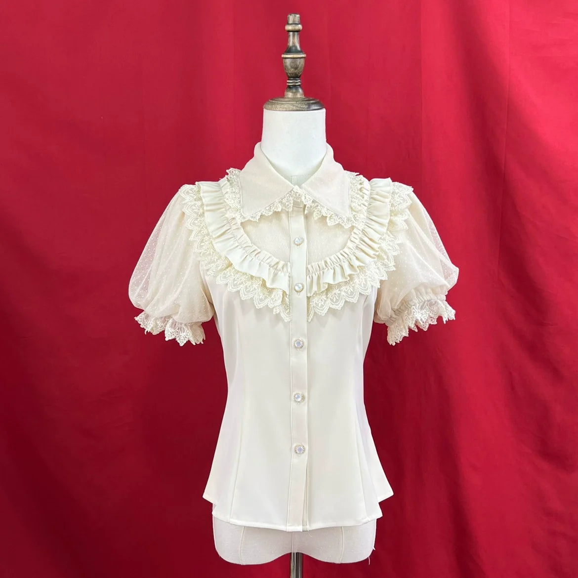 DMFS Lolita - Sweet Lolita Shirt Peter Pan Collar - Blouse Detachable Sleeves Innerwear