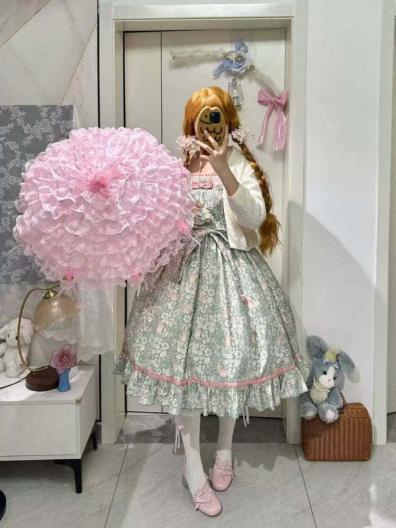 Fantasy Doll - Layered Flower Lace - Umbrella with Multi-Layer Lace and Bow Detail