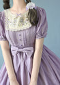 S / light purple long-sleeved short dress
