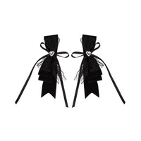 With PUJI - Oxygen Ion - Sweet Lolita OP Dress, Ruffle Trim & Velvet - Black Bow Clip *2 (One Size, order M) - In Stock / M