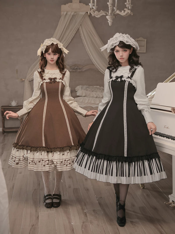 With PUJI - Solo Moments - Lolita JSK Dress, Print & Ruffle Trim product view
