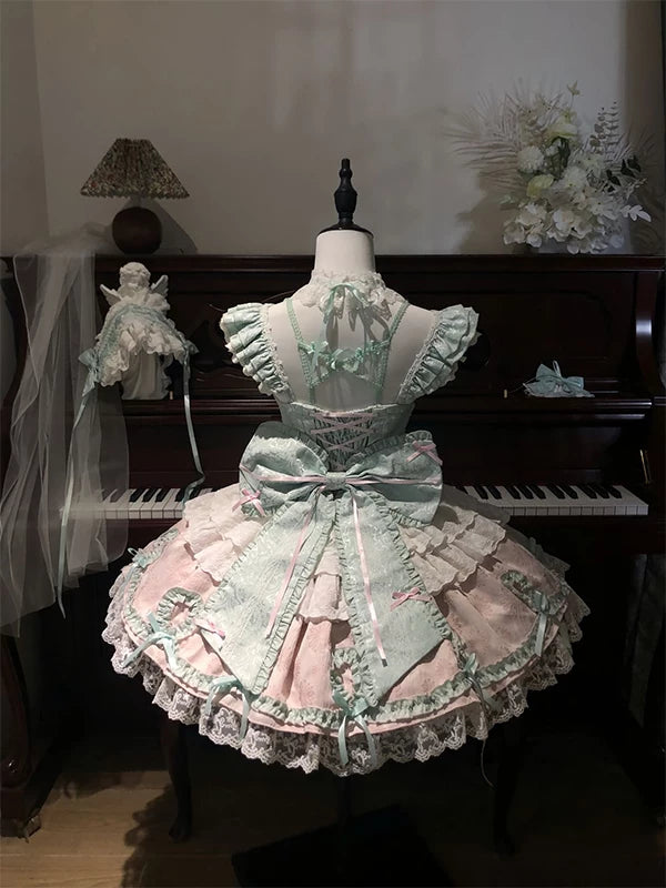 Creamy - Mint Ballet Pastels - Mint-and-Pink JSK Dress with Bow Details