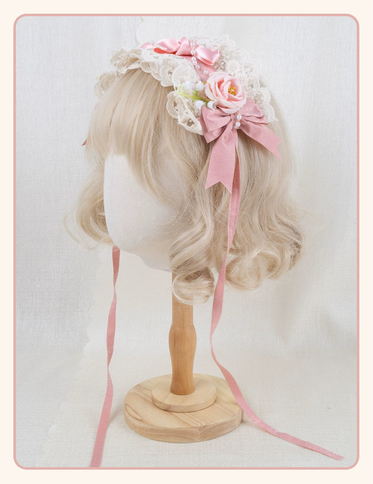 Stardust Rose - Rose Heart - Lace Headband with Rose and Heart Details