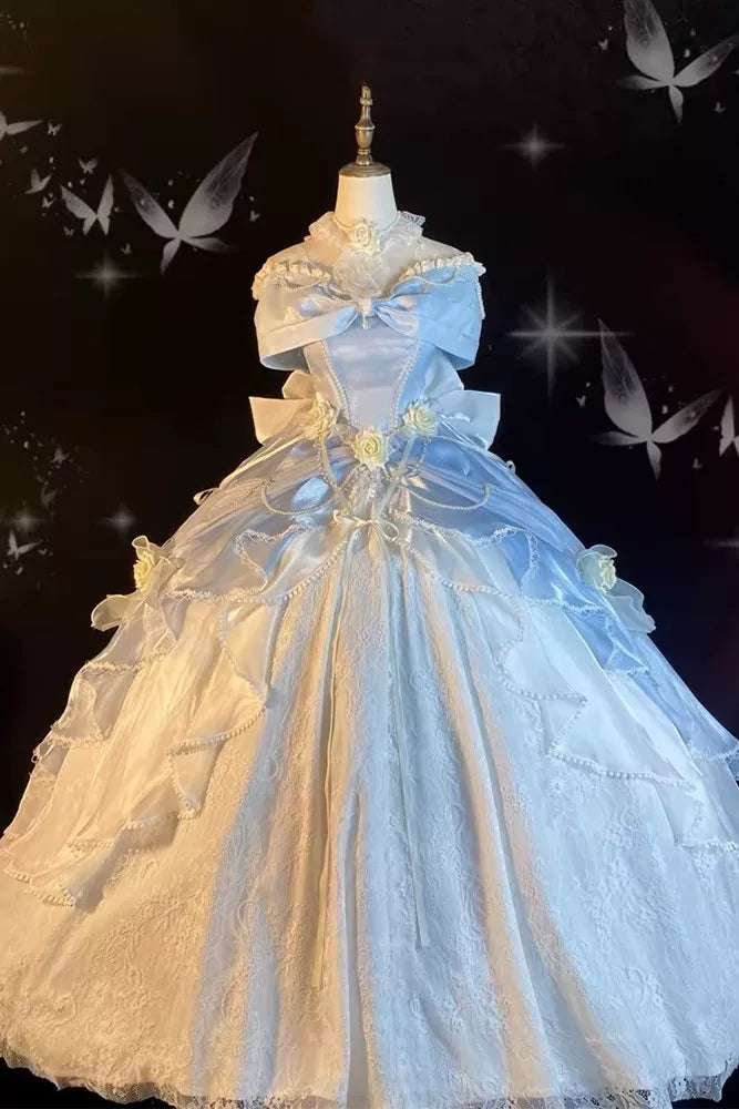Flora Muse - Rose Encounter - Long green off-shoulder ballgown Lolita