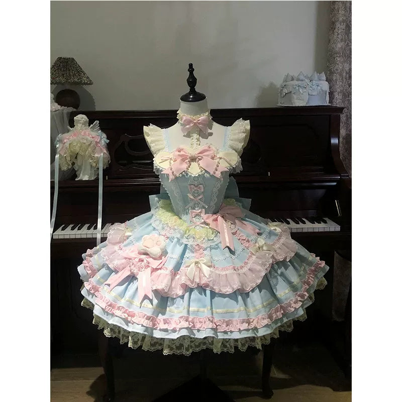 Creamy - Candy Pastel Princess - JSK Dress Set with a Layered Ruffle Skirt