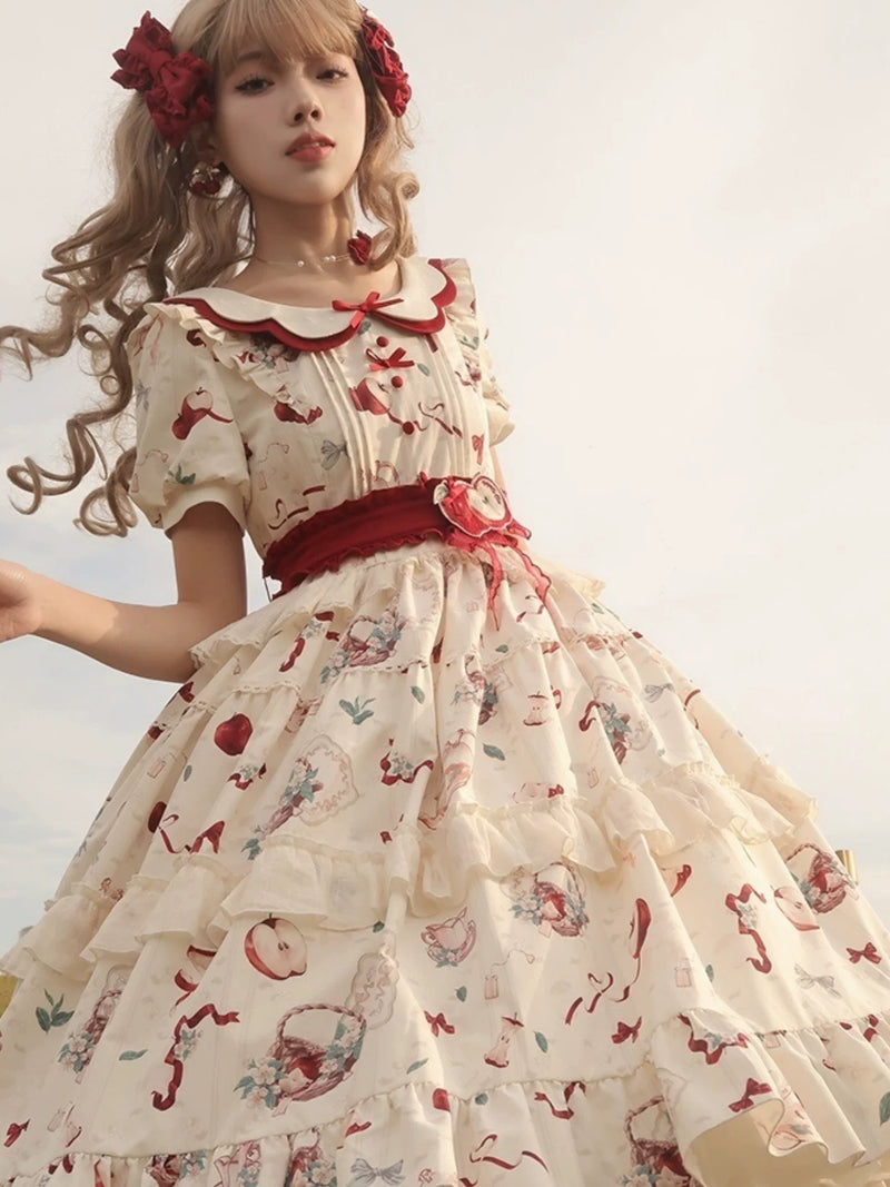 Yueele - Apricot Orchard - Plus-Size Sweet Lolita OP Dress - detail view 5