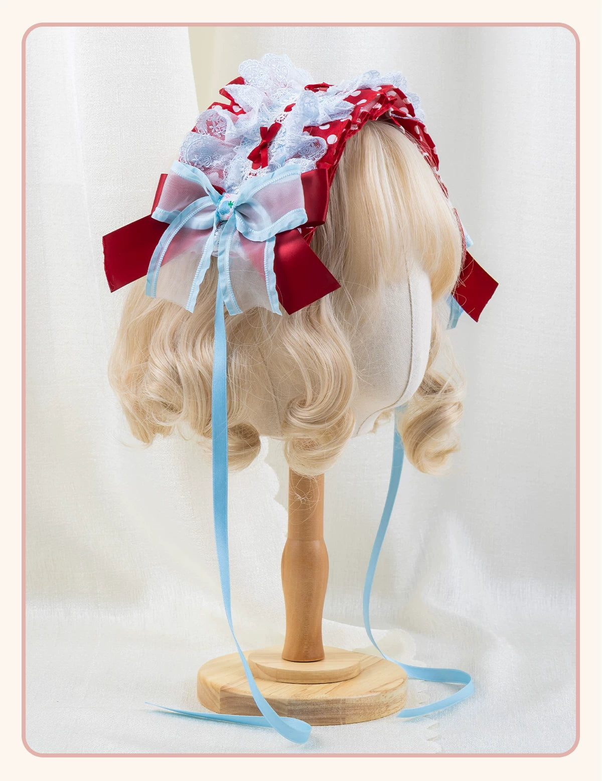 Stardust Rose - Strawberry Polka Dot - Six-Style Headwear Selection with Ice-Blue Ribbons