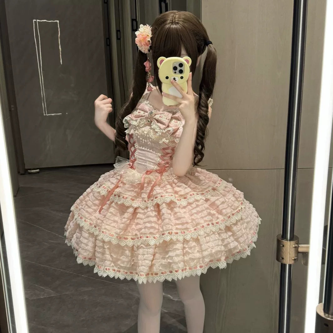 Lady Han Flower Letter JSK dress by Lolita Fetch featuring a floral letter print and elegant original design.