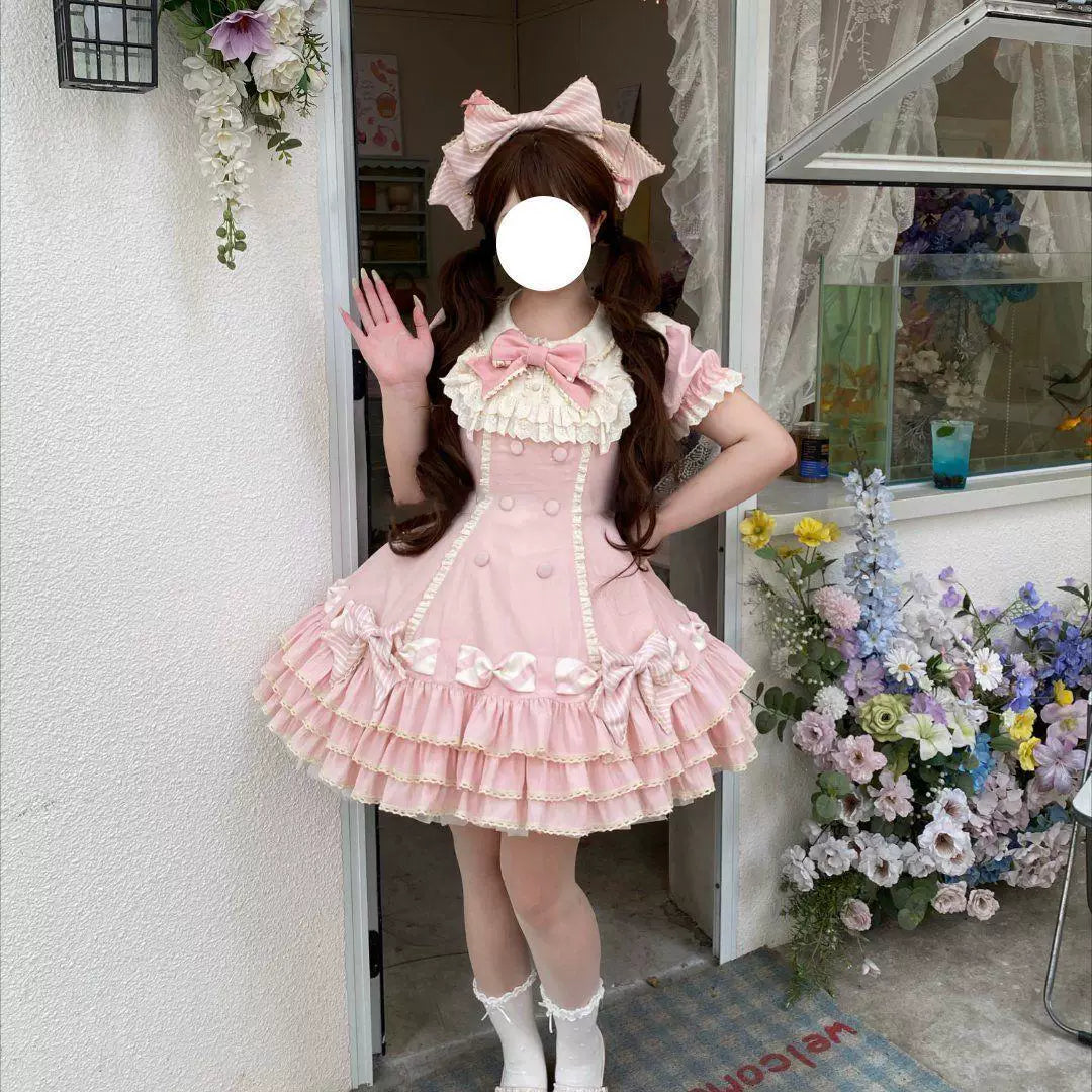 Sweetheart Dream Machine - Princess Cake - Short-sleeve OP dress with layered ruffles and bows