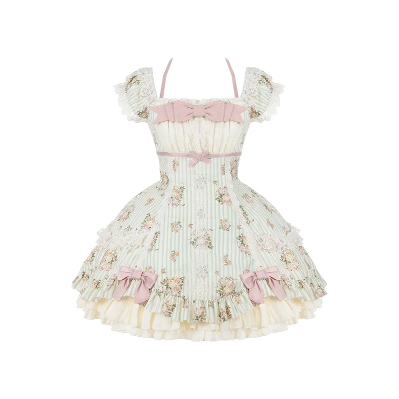 Meeting Austen - Cotton Classic Lolita Rose Printed OP Dress (L M S) 45736:860042
