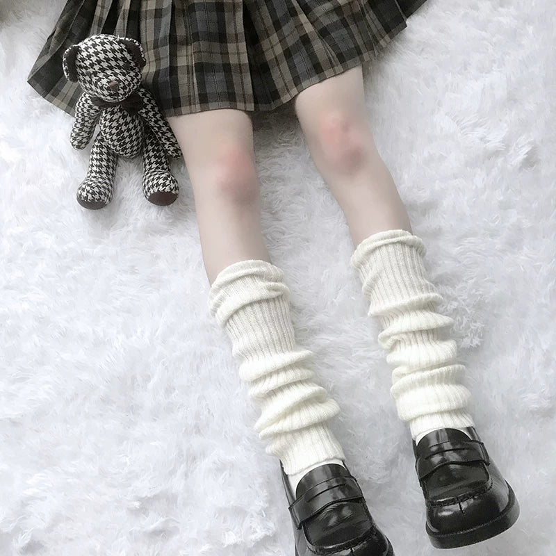 Floral Milk Cat - Ribbed Scrunch - Knit Leg Warmers in 40 cm and 50 cm Lengths