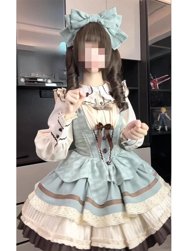 Creamy - Mint Chocolate - JSK Set with Long-Sleeve Shirt, Waist Bow and KC Headpiece