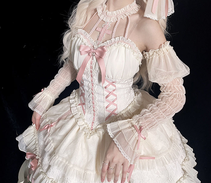 Alice Girl - Cross Maiden - Gothic Lolita Cuffs Puff Arm Sleeves