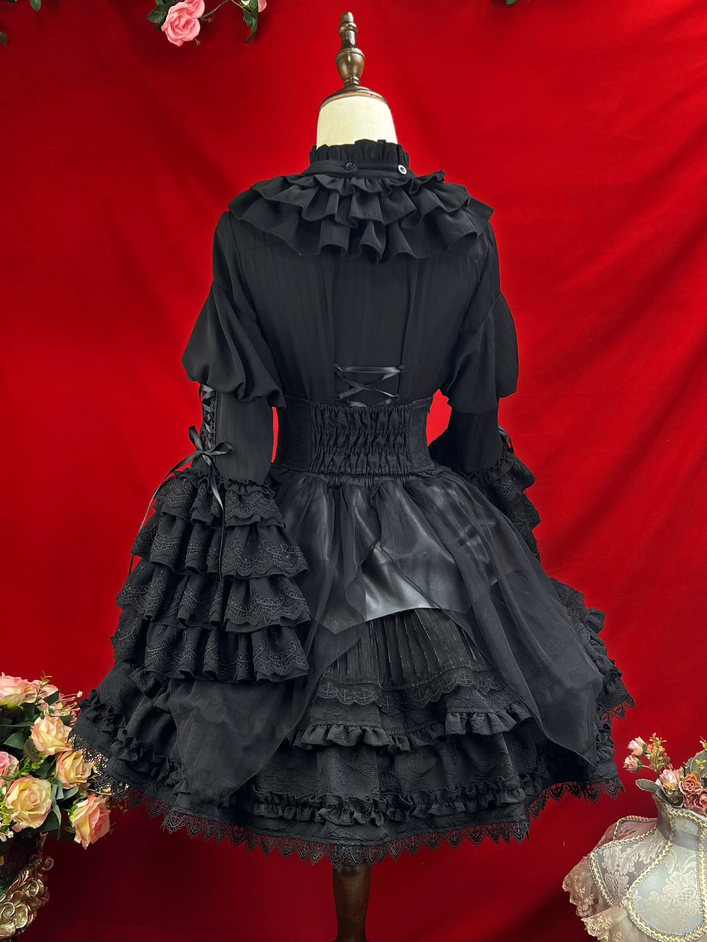 DMFS Lolita - Good and Evil Angel - Gothic Lolita SK Set, Retro Princess Sleeve Blouse