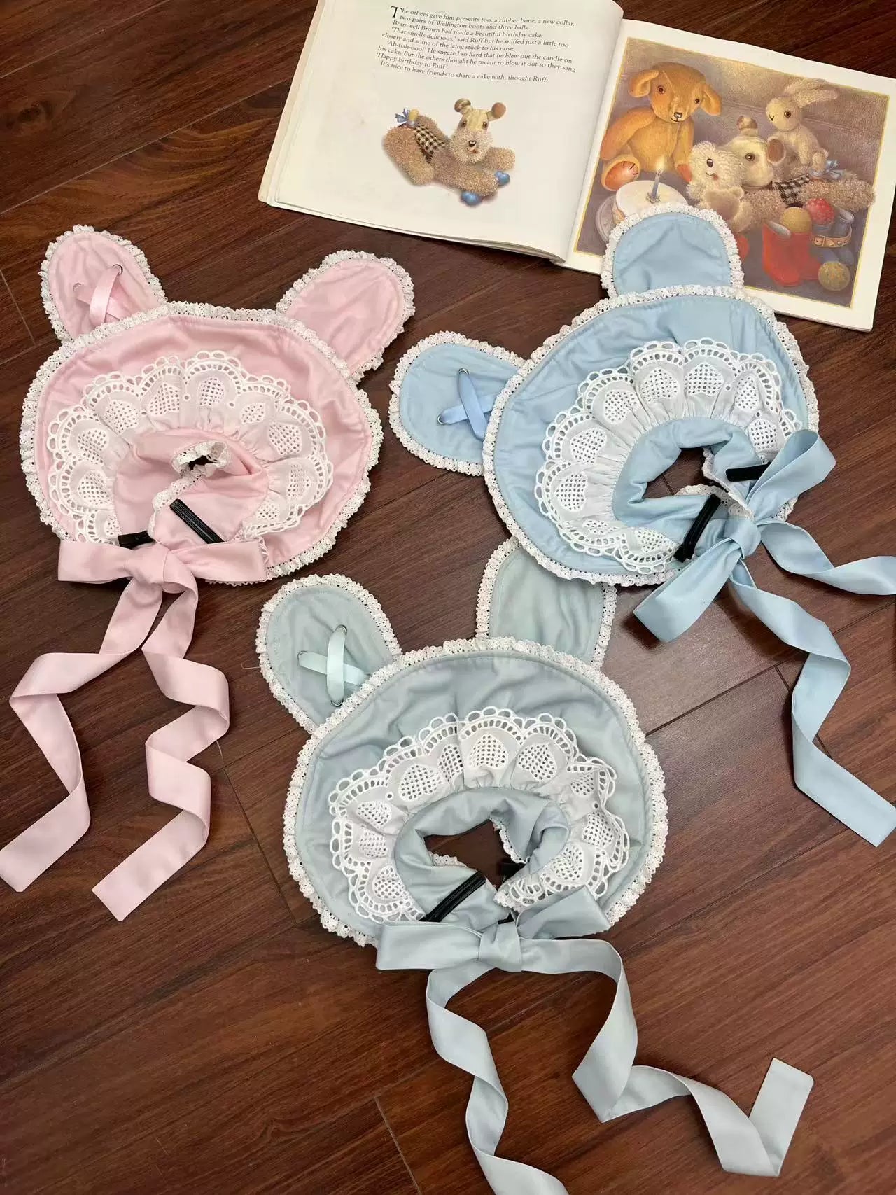 Cat Upon Cat - Pastel Rabbit - Rabbit-Ear Cake Hat or Headband with Lace Edging