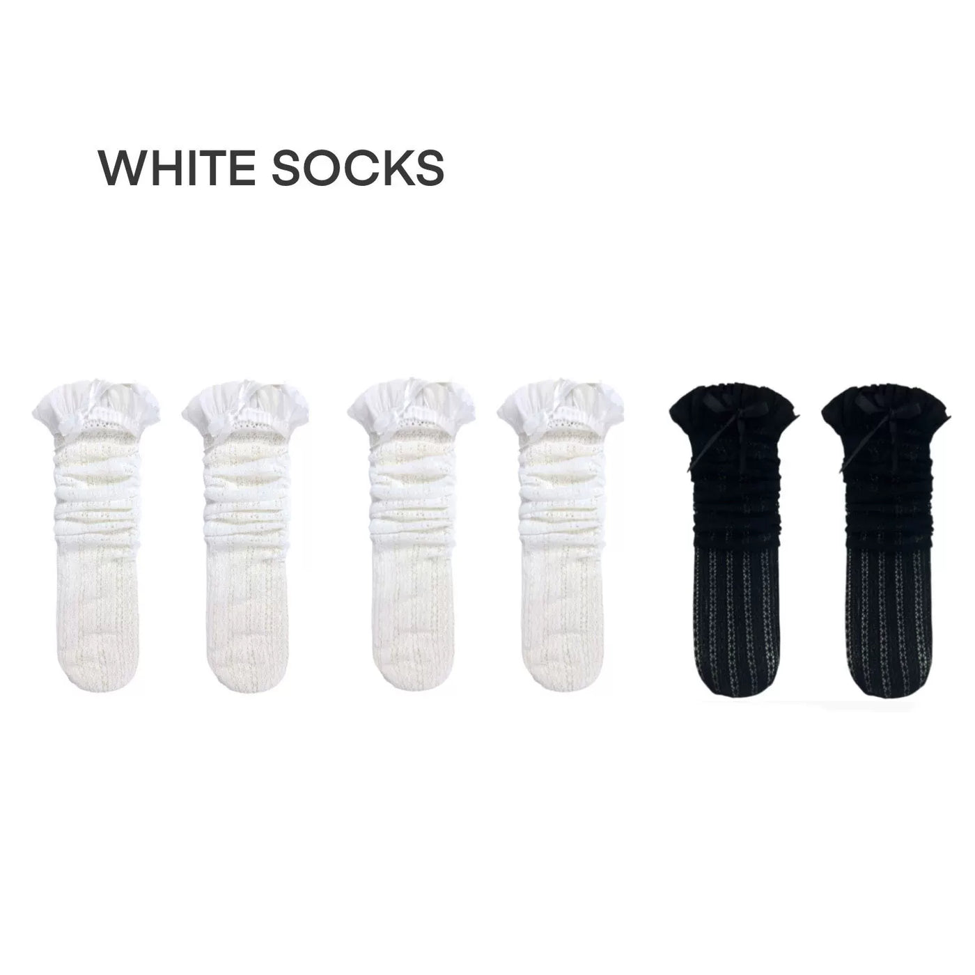 White Socks - Summer School Lace - Socks with Lace Trim and Bow Details