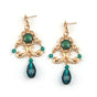 emerald epoxy+crystal ear studs