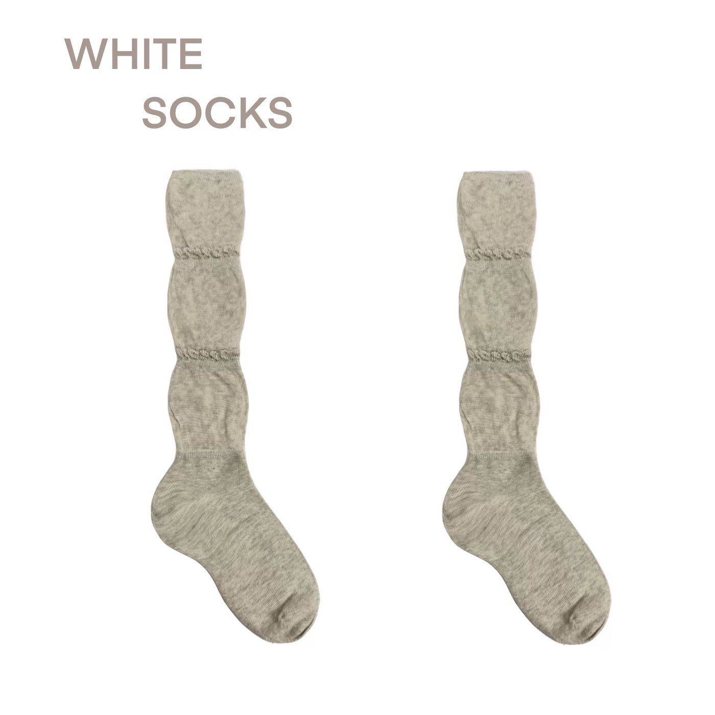 White Socks - Ruffle Slouch - Slouch Mid-Calf Socks with Ruffle Bands