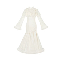With PUJI - Rouge Snow - Oriental Lolita OP Dress, Embroidery - Camellia Embroidered Fish Tail Cheongsam - In Stock / S