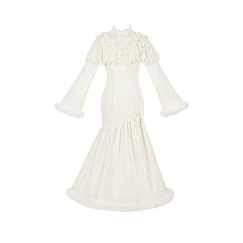 With PUJI - Rouge Snow - Oriental Lolita OP Dress, Embroidery detail view 7