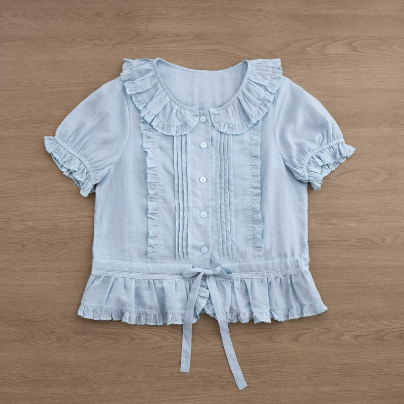 MIST - EverSpring - Sweet Lolita Shirt with a ruffled Peter Pan collar