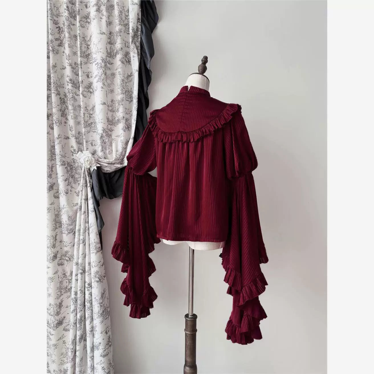 Sweetheart Dream Machine - Sleepwalking - Pleated Ruffle Blouse with Long Flared Sleeves