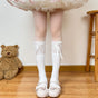 Mid-short socks, white socks, white ribbon / One Size