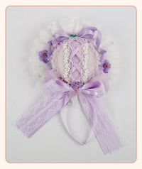 Stardust Rose - Taro Bridal - Purple Floral Headwear and Hand-Sleeve Options with Bows - Top hat A045-1