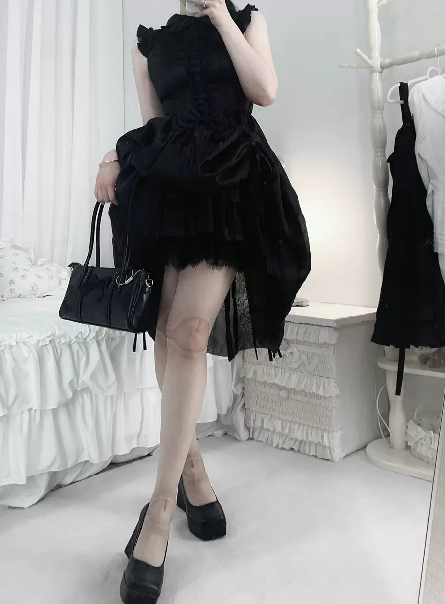 Sweet Lolita Pantyhose, Joint Print Light Stockings One Size(Height: 4'11" (150 cm)~5'7" (170 cm) Ultrathin Black Gray