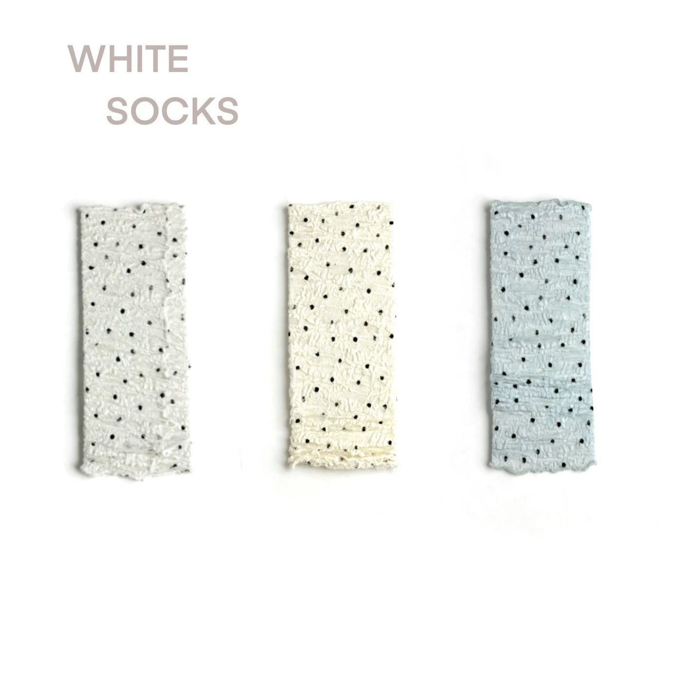 White Socks - Academy Polka Dot - Polka-Dot Mid-Calf Leg Warmers with Lace Trim