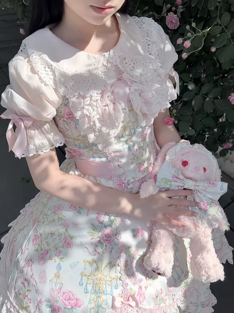 Tata Long Ear - 2025 Spring Vintage Floral Lolita - Tiered sweetheart