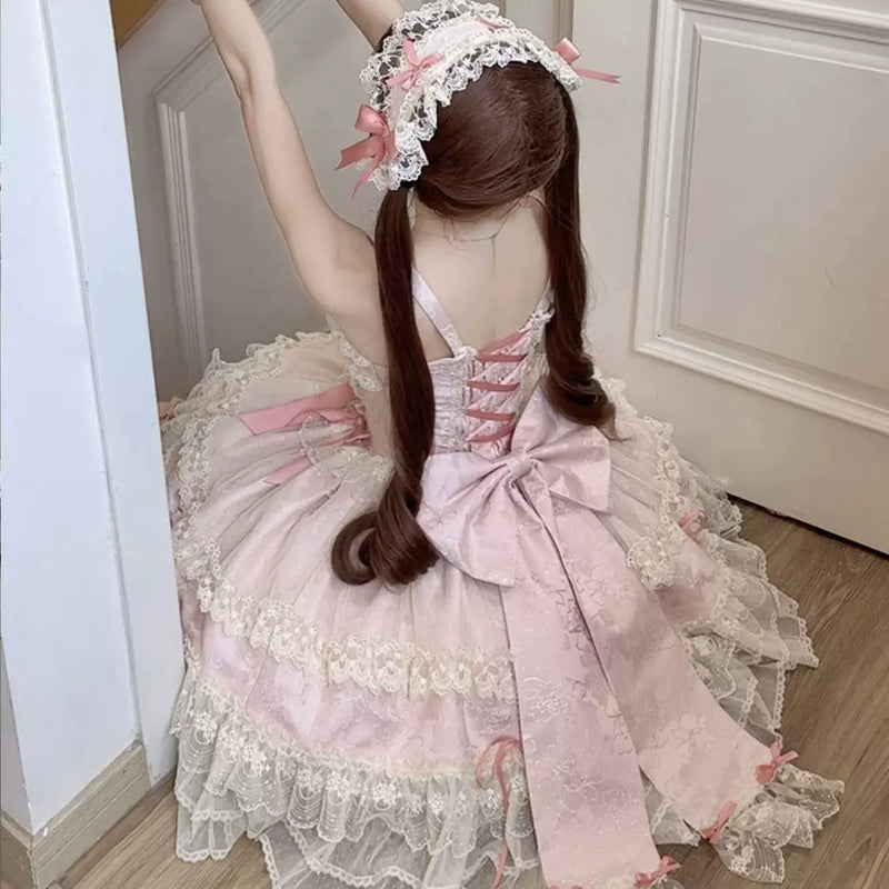 Hanguliang Satin Heart Knot Ballet JSK Dress