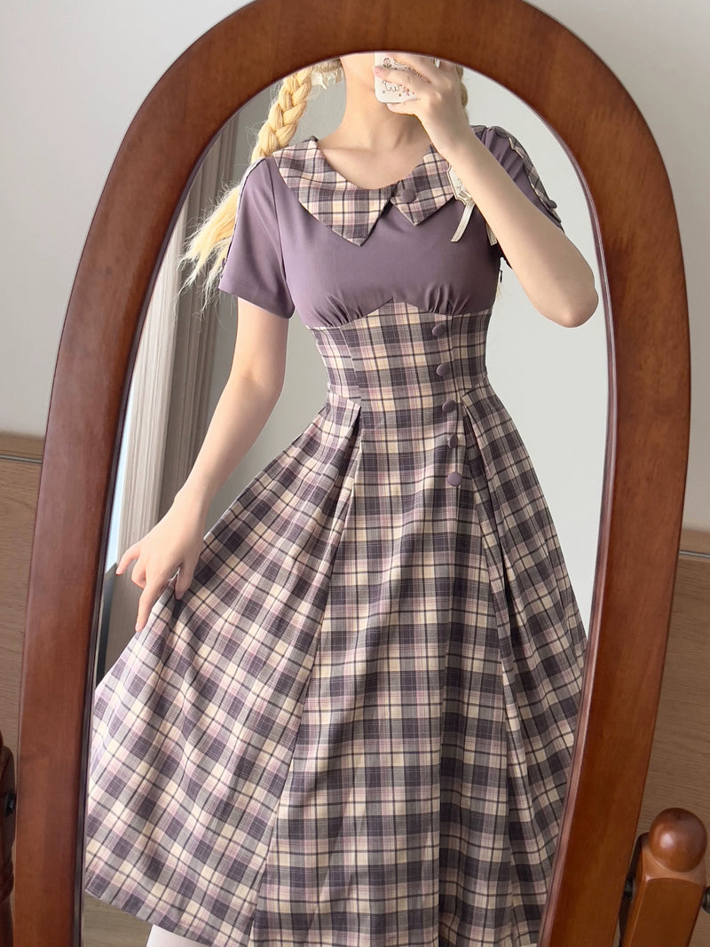 Forest Wardrobe - Clear Sky Forest - Vintage Plaid Panelled Dress - 4