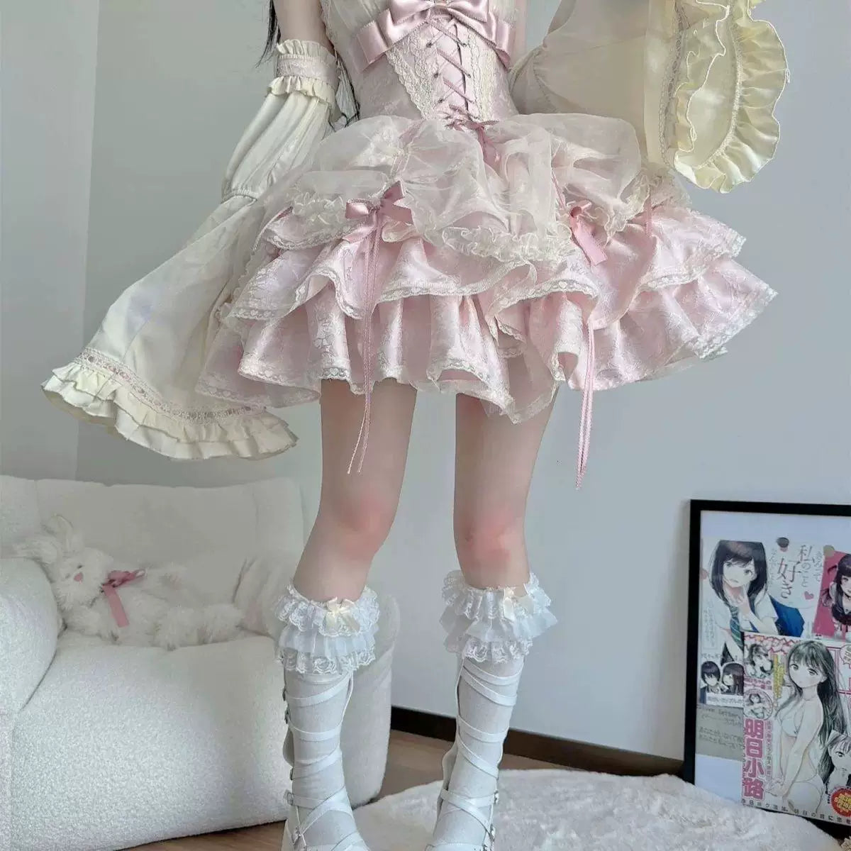 Sweetheart Dream Machine - Rose Butler - JSK dress with layered ruffles and lace-up waist