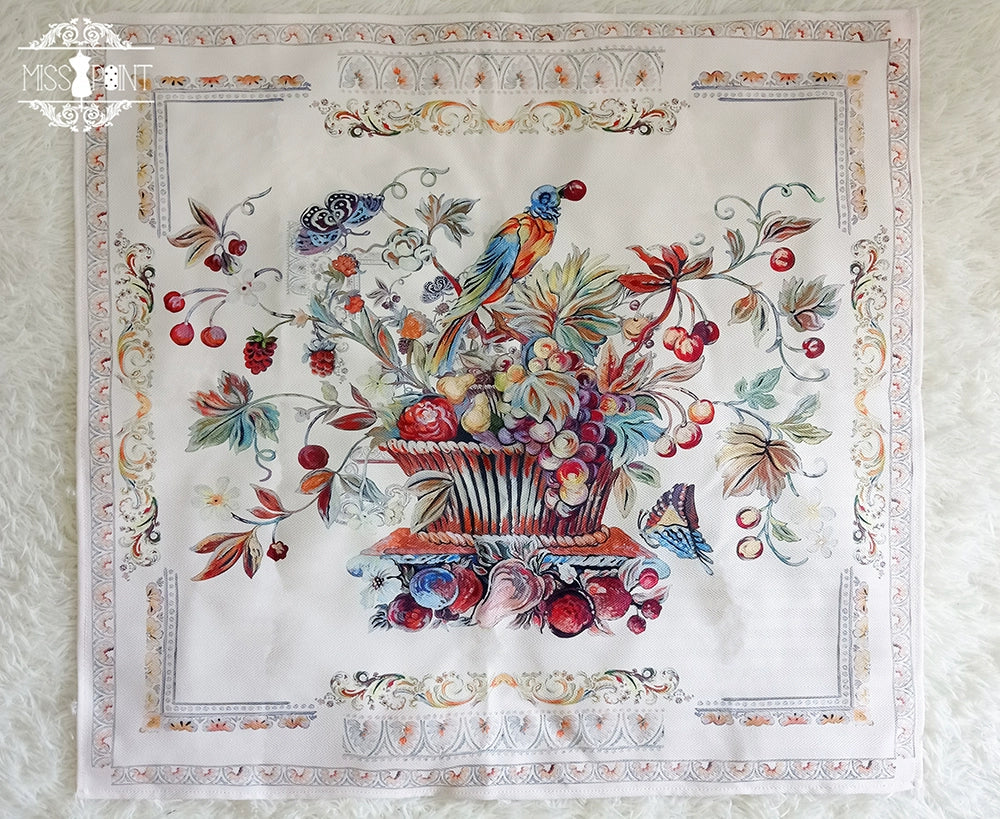 Praise of Abundance - Country Lolita Print Accessories Square Headscarf (ivory) - Not Sold Separately