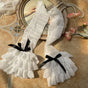 White sock cover with black bow / One Size