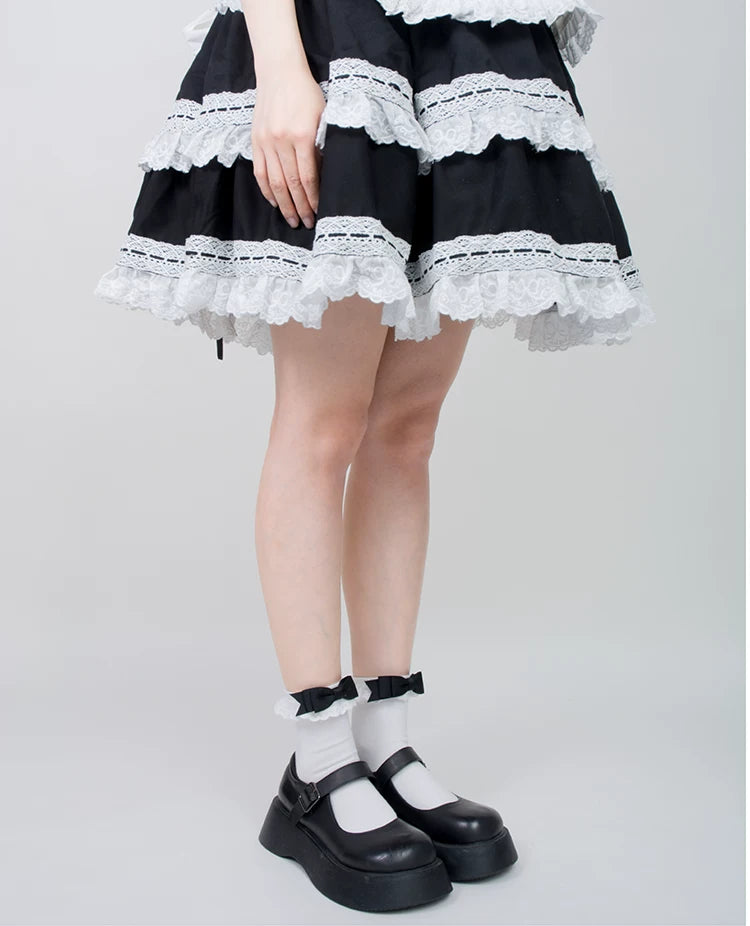 roji roji - Doll Bow - Lace-Trimmed Bow Socks