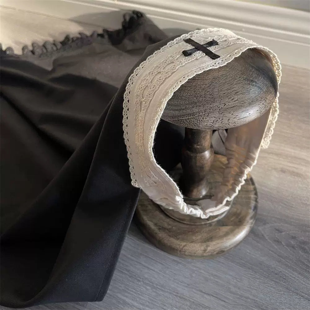 Sweetheart Dream Machine - Moonlit Prayer - Lace-Edged Cross-Motif Bonnet