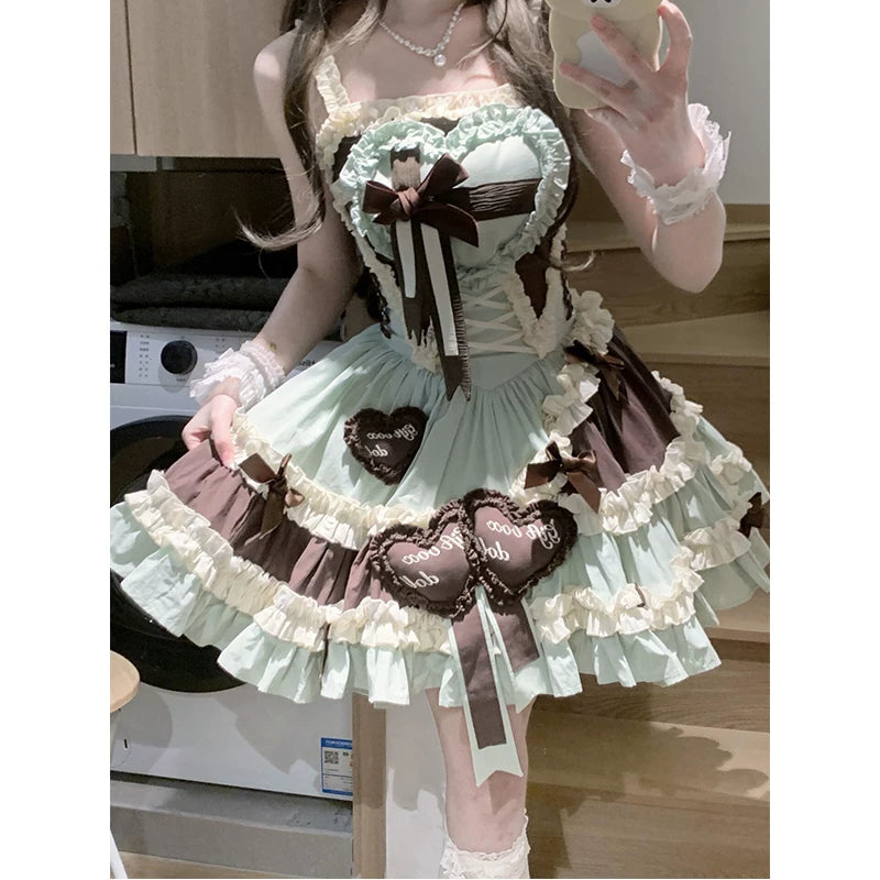 Creamy - Mint Chocolate - JSK Dress with Hime-Sleeve Shrug