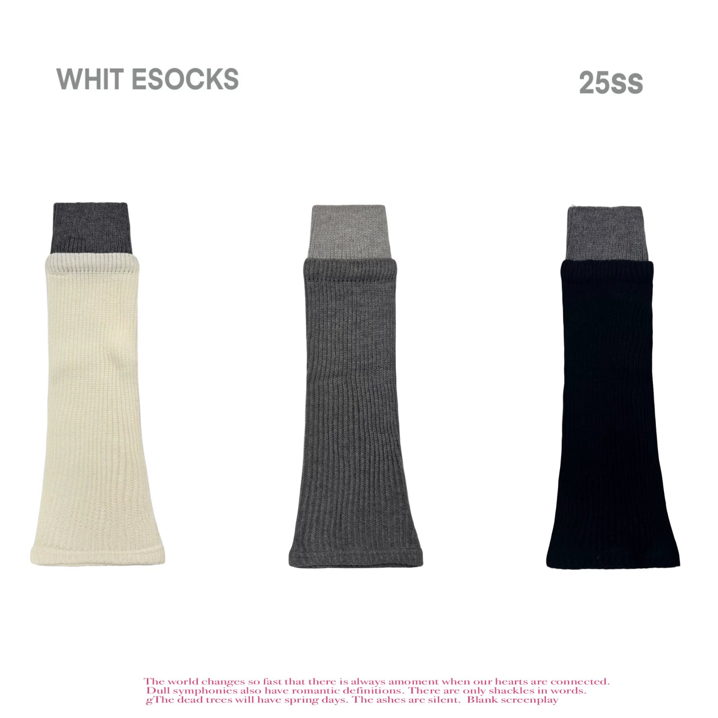 White Socks - Maillard Color Block - Ribbed Mid-Calf Leg Warmers
