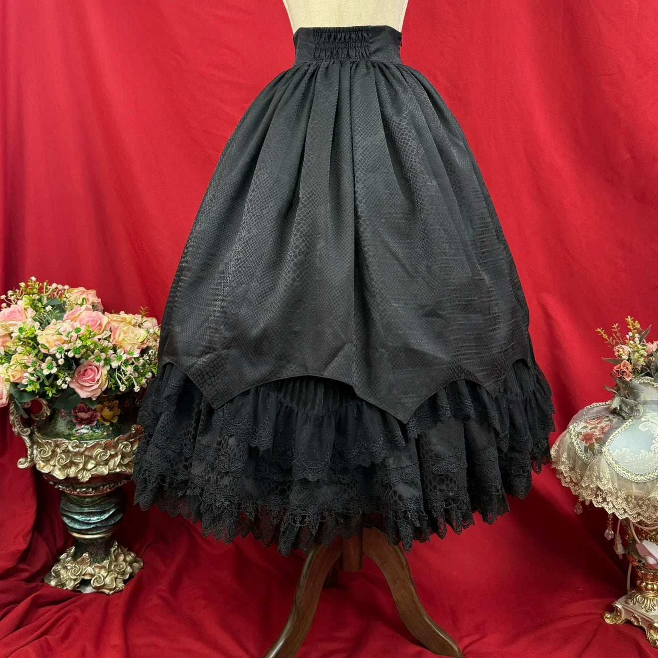 DMFS Lolita - Broken Winged Bat - Gothic Lolita Shirt & SK Set, Bat-wing Shaped Hem